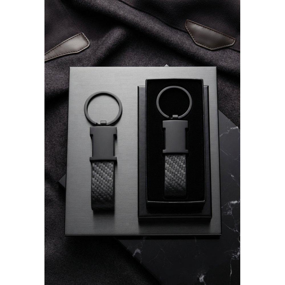 Metal Karbon Desen Anahtarlık