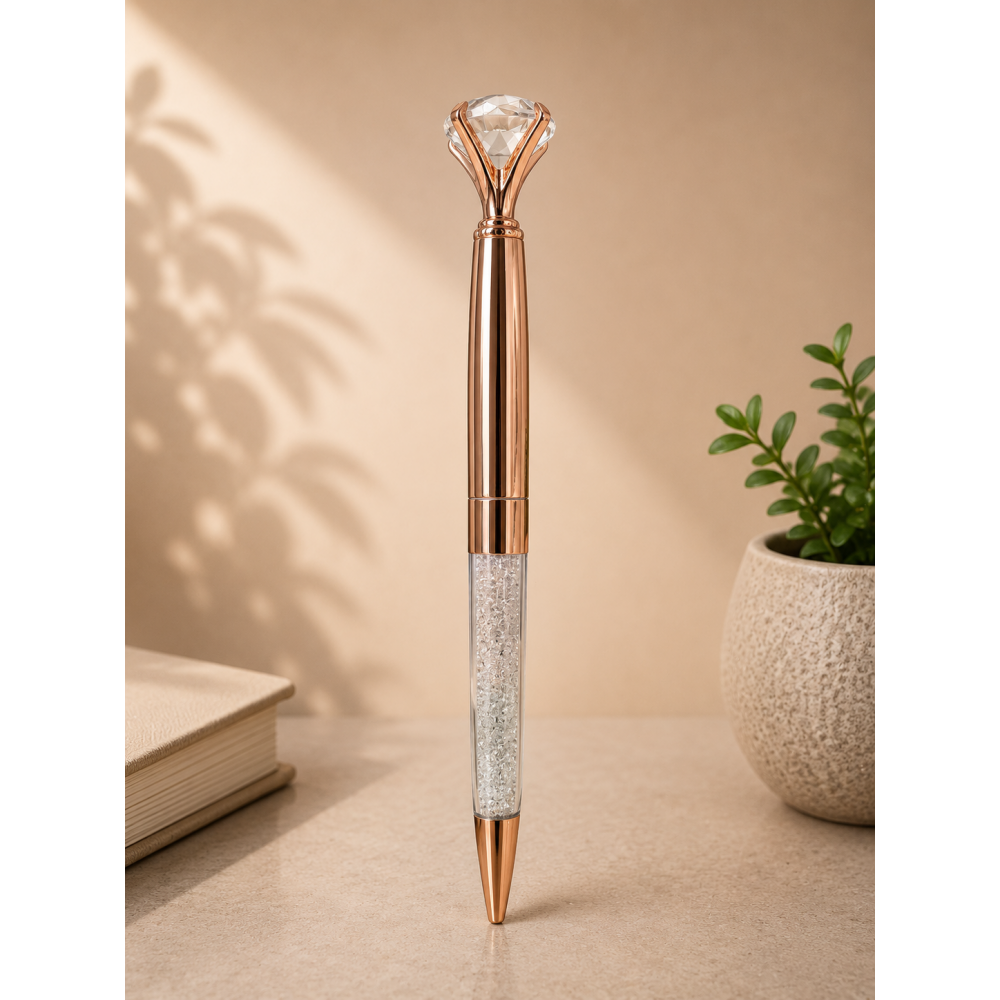 Taşlı Metal Rose Kalem 